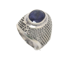 Ring 925 Sterling Silver Blue Onyx Gem Stone Filigree Handmade Women Men E206